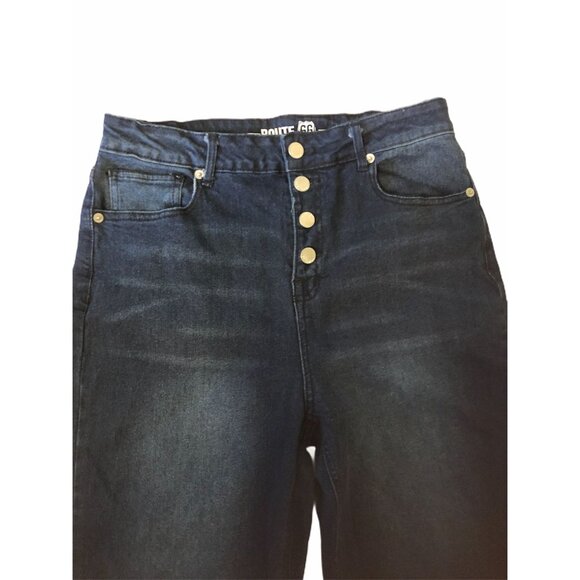 Route 66 Womens Mid Rise Ankle Wide Leg Jeans Size 12 Blue Denim Button Closure - Picture 3 of 5